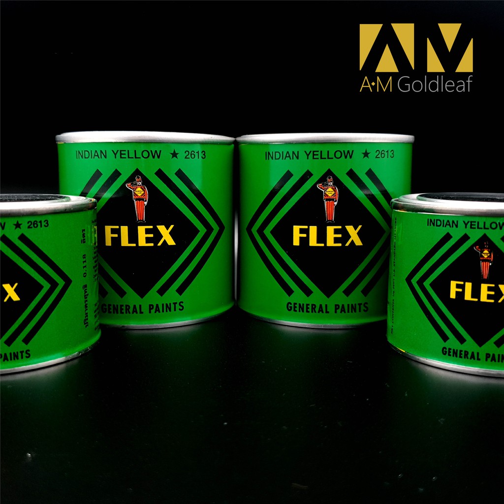 สีเฟล็กซ์ FLEX (เหลือง) สีปิดทองคำเปลว กระป๋องเล็ก 0.118 ลิตร สีคุณภาพดี
