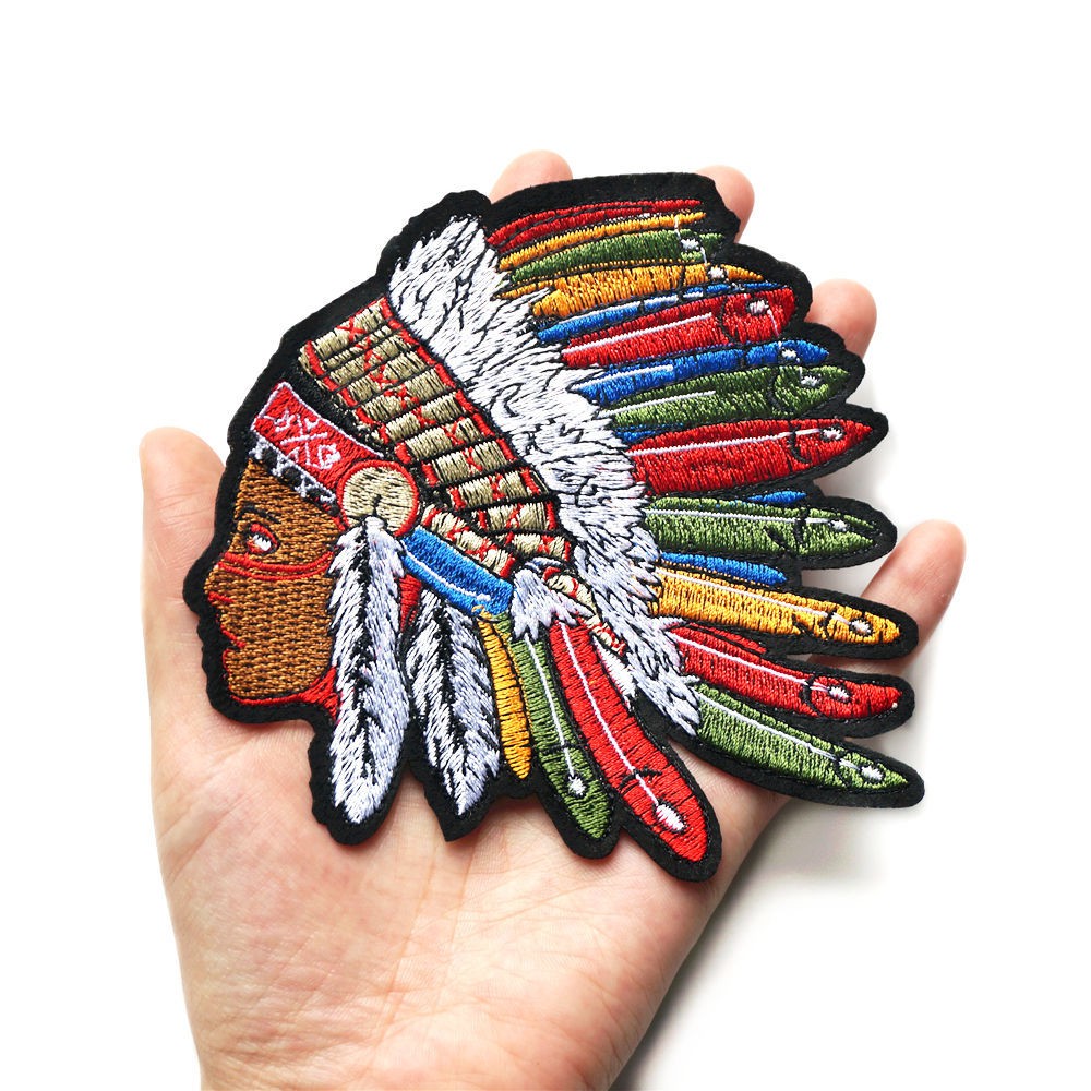 เย็บปักถักร้อยขนาดเล็ก Feather Indian Chief เย็บเหล็กบน Patch Badge กระเป๋าหมวกกางเกงยีนส์แจ็คเก็ตผ้า Applique