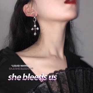 🔥Sale🔥ต่างหูรูปไม้กางเขนหัวใจ Cross Heart Gothic Earrings พร้อมส่ง