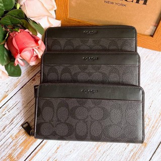 (สด-ผ่อน)🎗แท้100% Coach Mens Accordion Full Zip Wallet Signature