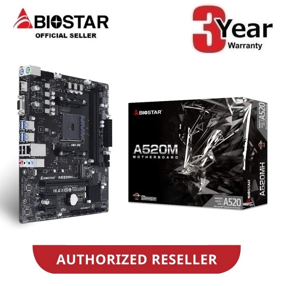 Biostar A520MH SOCKET AM4 DDR4 Micro ATX MOTHERBOARD