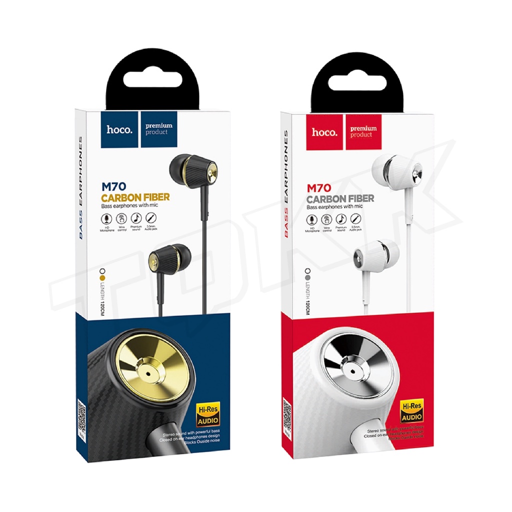 Hoco รุ่น M70 หูฟัง in ear พร้อมไมค์ เสียงเพราะ รับสายได้ เบสแน่น เสียงดี รุ่นใหม่ล่าสุด