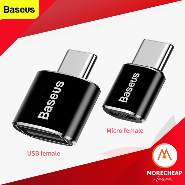ถูก/แท้ Baseus OTG หัวแปลง Adapter TYPE C Male to USB & Micro Female อะแดปเตอร์ อแดปเตอร์ 2.4A