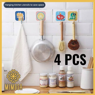 MIMOSA (4 ชิ้น) CM-PLUG-HOLDER ที่แขวนหัวปลั๊กลายการ์ตูน ที่จัดระเบียบหัวปลั๊กไฟ ไม่ต้องเจาะ กาวนาโน ลอกออกได้