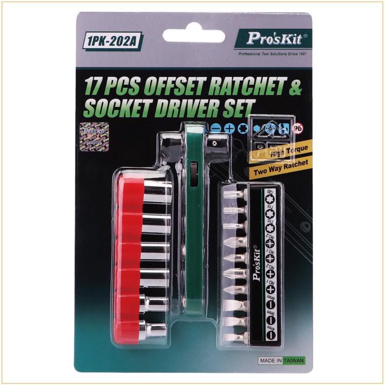ProsKit 1PK-202A *17 ชิ้น Offset Ratchet & Socket Driver Set*