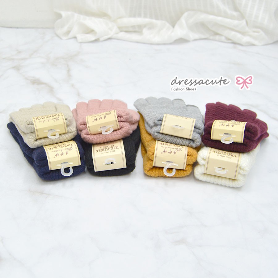 [No.T607] กดมือถือได้ ❤️ (มี 8 สี) ถุงมือกันหนาว ถุงมือไหมพรม ทัชสกรีน สีพื้น ถุงมือแฟชั่น