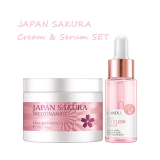 Skincare Japan Sakura ครีมบํารุงผิวหน้า และเซรั่มซากุระ ลดริ้วรอย ต่อต้านริ้วรอย 2 ชิ้น