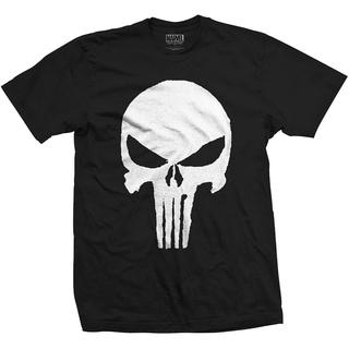 ขายดี!เสื้อยืด ผ้าฝ้ายแท้ พิมพ์ลายการ์ตูน Marvel Comics-Punisher Jagged Skull ของขวัญคริสต์มาสS-5XL