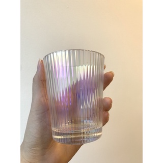 Dreamful glass [พร้อมส่ง] : Hologram Vertical Stripe (rainbow) แก้วมินิมอล สไตล์เกาหลี
