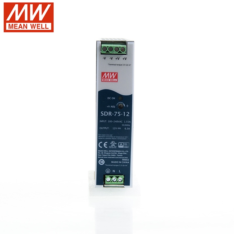 MEAN WELL SDR-75-12 แหล่งจ่ายไฟ DIN Rail