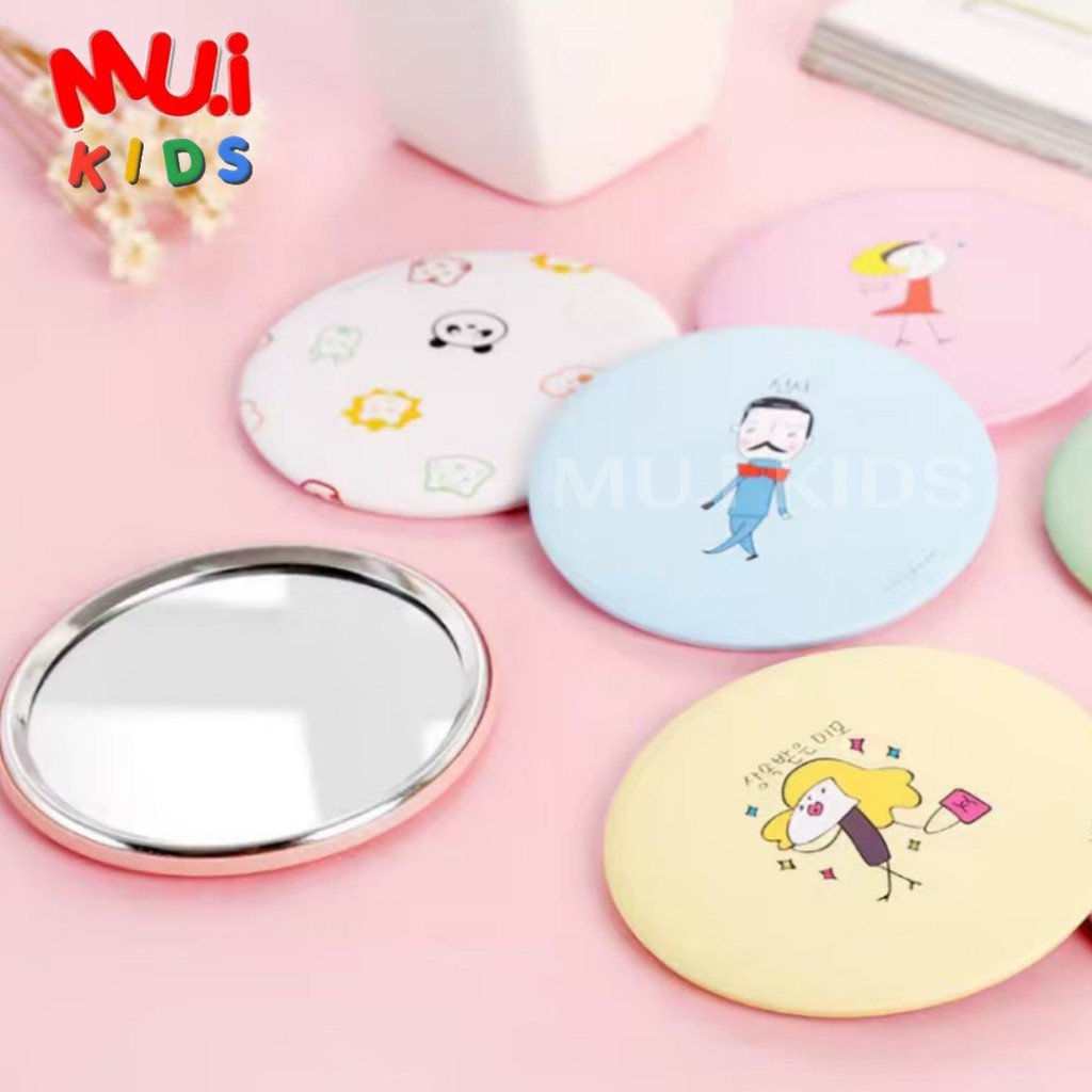 กระจกพกพา (1 ชิ้น) กระจกแต่งหน้า ลายการ์ตูน By Muikid