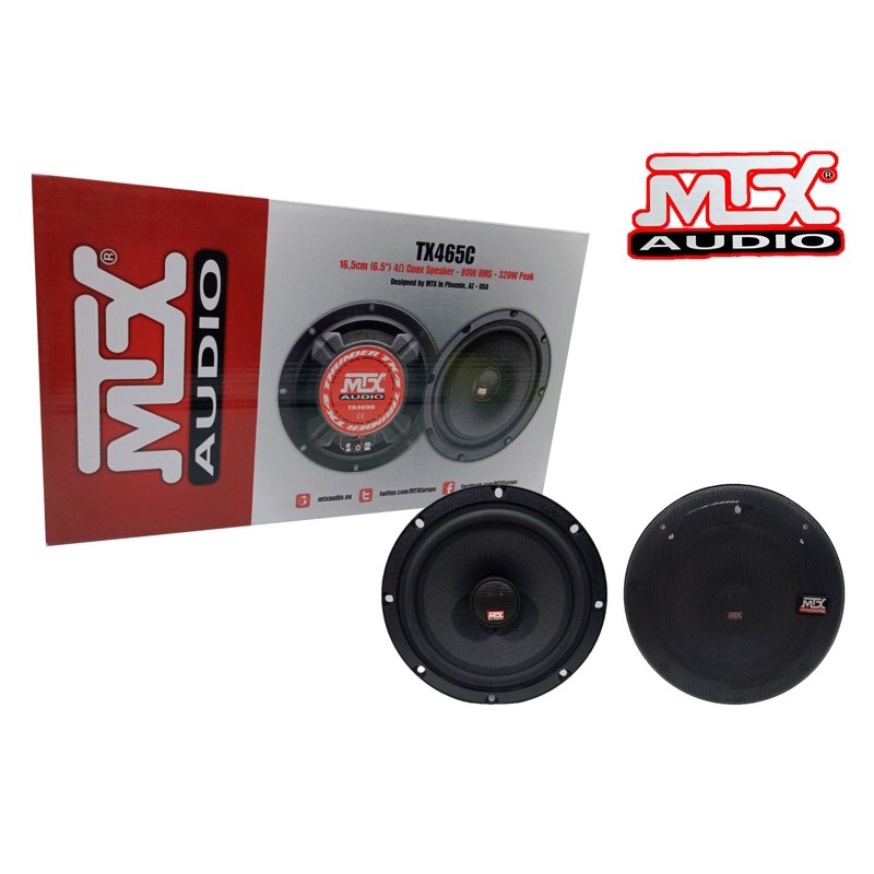 ลำโพง6.5นิ้วแกนร่วมติดรถยนต์ ยี่ห้อ MTX รุ่น TX465C