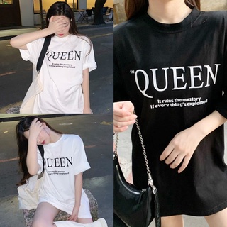 🔥ราคาถูกที่สุด🔥เสื้อยืดคอกลมแขนสั้น 2 สี สกรีนลาย QUEFN