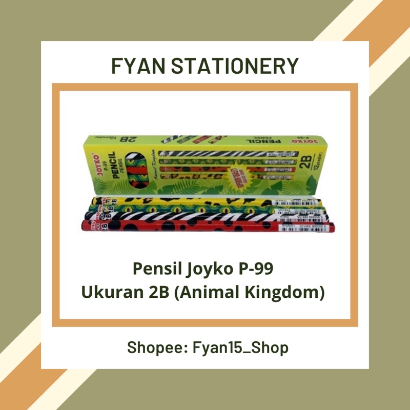 Fyan Stationery: Joyko P-99 Type 2B Animal Kingdom Pencil, 2B Animal Character Pencil, 2B Zebra Penc