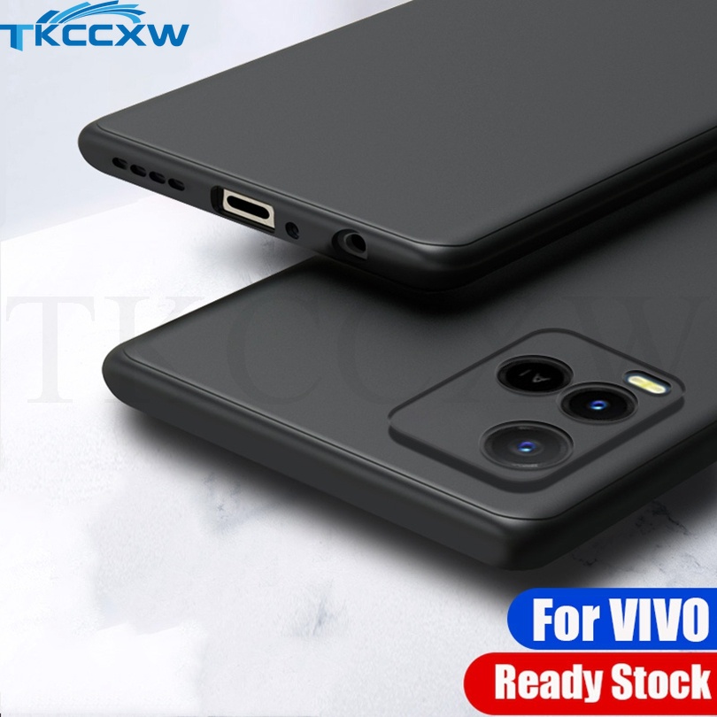 เคสโทรศัพท์มือถือ ซิลิโคนนิ่ม บางมาก สีดําด้าน สําหรับ Vivo Y21 Y21S Y21e Y21T Y21A Y33S Y32 Y15S Y15A Y76 Y76S Y74S X70 Pro+ V23e V23 Pro