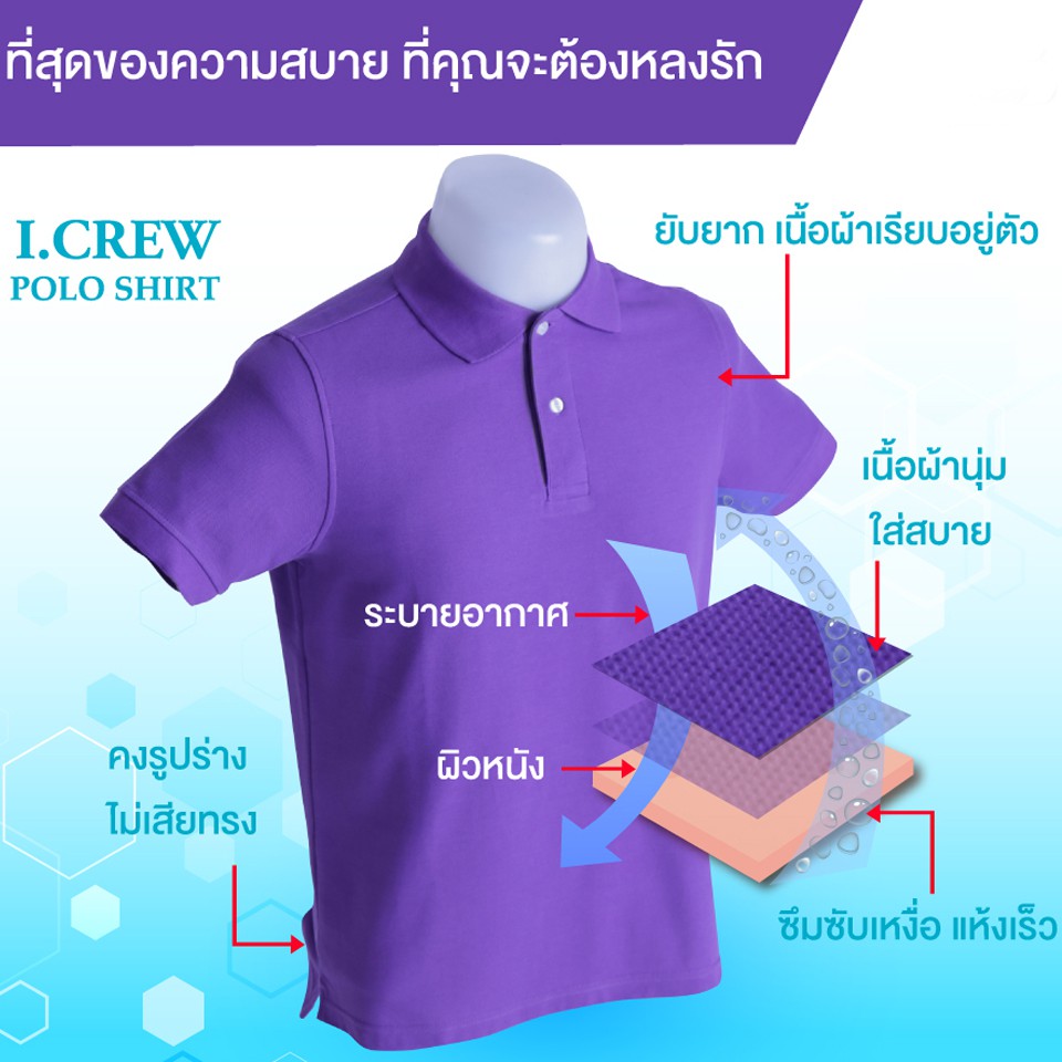 เสื้อโปโล I.CREW ผ้าCVC ทรงSlim Fit – Unisex (Basic Color) ราคา ถูกที่สุด ดีลบีเคเค แกลเลอรีภาพที่ 2