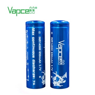 Vapcell INR14500 650mAh 3.7V 7A ของแท้ 2ก้อน (รุ่นหัวตัด)พร้อมกล่องใส่ถ่าน