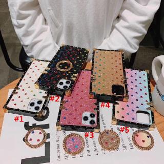 For Xiaomi Mi POCO M3 X3 NFC Redmi 10 10C Note11 Note8 Note9 Pro Note11S Note9S Love Heart Square Phone Case With Finger Ring Bracket