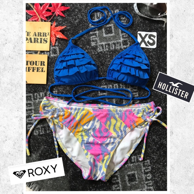 ชุดว่ายน้ำ Bikini ชุดทูพีช two-piece ท่อนบน Hollister / ท่อนล่างROXY ไซส์ XS