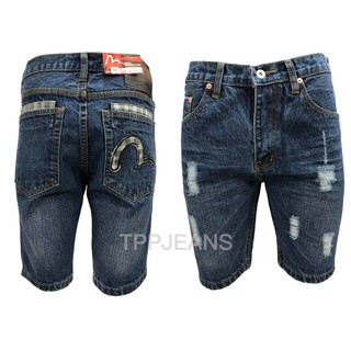 TPPJEANS Mens Shorts EVI กางเกงยีนส์ขาสั้นสีบลูฟอก ตัดแต่งกระเป๋า งานตัดเย็บอย่างดี Size 28-38 รับชำระปลายทาง