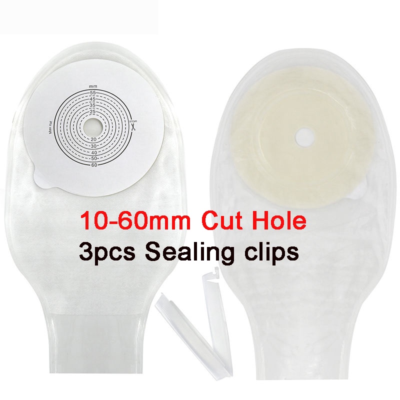 10 ชิ้น 10-60 มม.ระบบ One-piece Ostomy กระเป๋า Drainable Colostomy กระเป๋า Ostomy Stoma