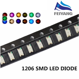 1206 Smd ไฟ Led สีแดง / ขาว / ฟ้า / ส้ม / ส้ม / สีเหลือง / ชมพู / ส้ม / น้ําแข็ง / สีฟ้า / Rgb-Common Anode / สีเหลือง / สีขาว 100 ชิ้น