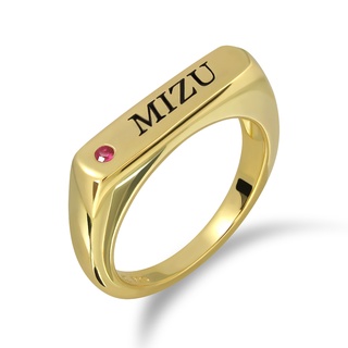 Mizuchol-แหวนเงินแท้ชุบทองคำแท้ 18K ประดับพลอยทับทิม Golden Vintage Ring - Ruby