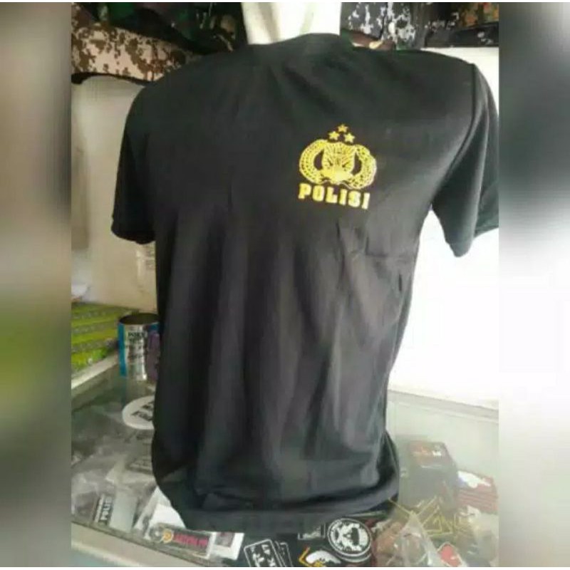 Hitam สีดํา POLICE เสื้อยืด/เสื้อยืด POLICE UNDERSHOT POLICE เสื้อยืดแขนสั้น