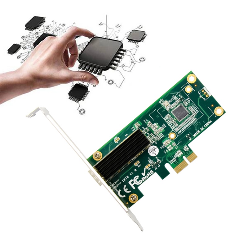 การ์ดเครือข่าย Pci-E X1 I210As Single Port Ethernet Sfp ออปติคอลเดี่ยว #7