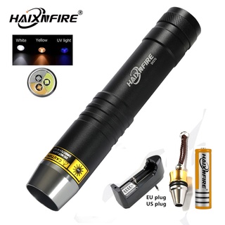 Haixnfire SV370 ไฟฉายอัลตราไวโอเลต Led 3 ดวง 365nm UV สีขาว สีเหลือง สําหรับระบุเครื่องประดับหยก