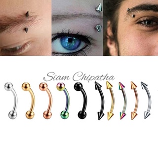 ✪จิวคิ้วสแตนเลส จิวหูสแตนเลส จิวบาร์เบลโค้ง ✪ EBR ✪ Real Stainless steel Jewelry Stud for Eyebrow Men Women - 1 Piece