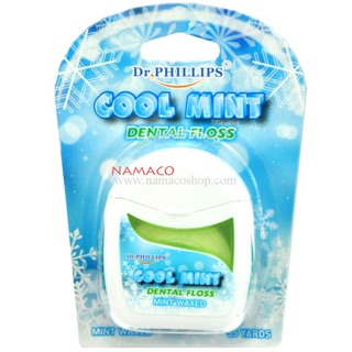 Dr. Phillips dental floss Cool Mint waxed mint 50m Dr. Phillips ไหมขัดฟัน 55 หลา กลิ่นคูลมิ้นท์