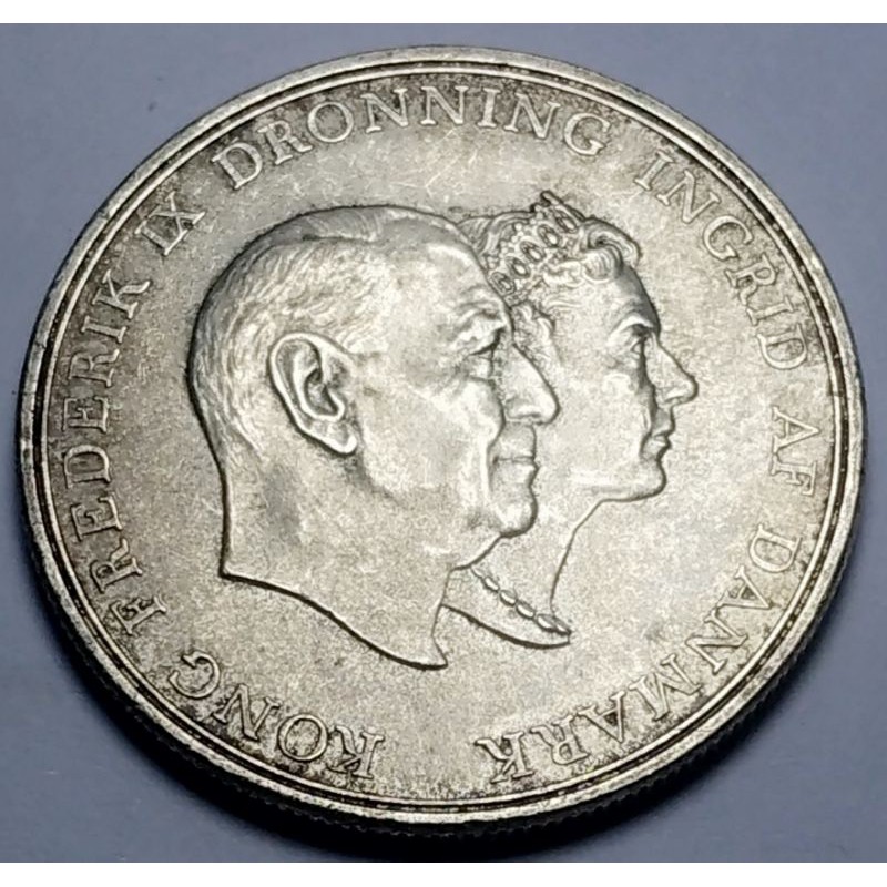 เหรียญเงิน 5 Kroner (Silver Coin), ปี 1960,ประเทศเดนมาร์ก (Denmark),  King Frederick IX, Silver Wedd