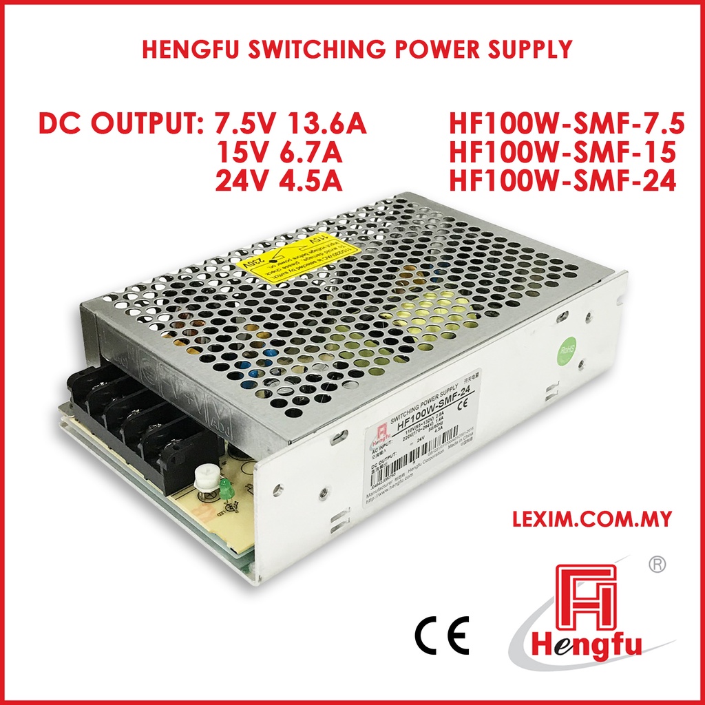 HF100W-SMF-7.5 HF100W-SMF-15 HF100W-SMF-24 HENGFU Switching Power Supply DC7.5V 13.6A DC15V 6.7A LED