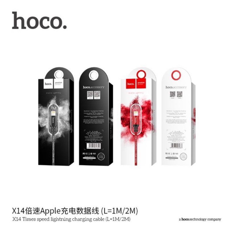 Hoco X14​ แท้​ สายชาร์จ​ Micro​ / Type-c​ / Apple​  1M /2M Times speed charging​ Cable​