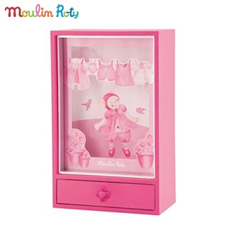 Moulin Roty กล่องดนดรีไม้ หีบเพลงไม้ Music Box มีลิ้นชักเก็บของ ตุ๊กตาเต้นได้ Lila MusicBox MR-643106