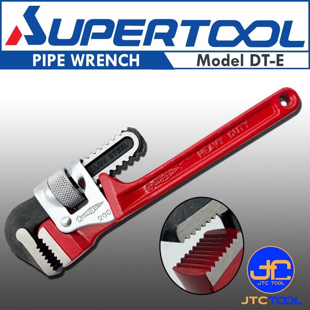 Supertool ประแจจับท่อ รุ่น DT-E ยาว 900มิล - Pipe Wrench , Deluxe Forged Body Model DT-E Size 900mm