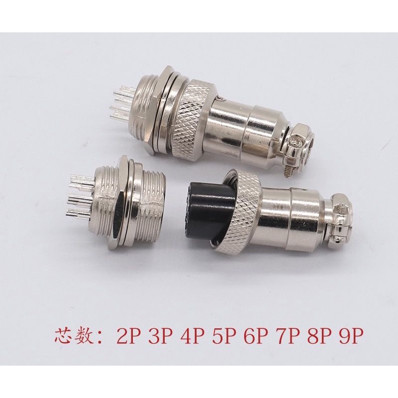 ￼Plug: connector 16 mm รุ่น GX 16mm  plug connector 16mm รุ่น GX-16 2 3 4 5 6 7 8 เมียต่อลอย + ผู้แบ