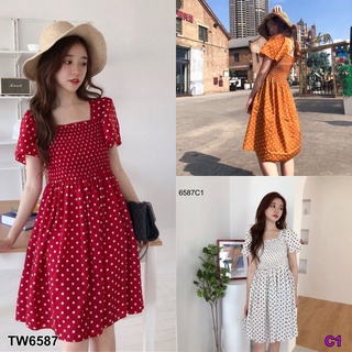 👗Pfashion [ส่งไว!!🚛] P6587 มินิเดรสลายจุด  polka dot mini dress