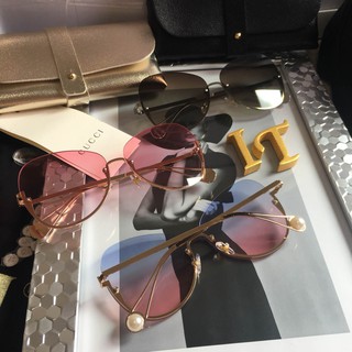Eyewear_by.tm แว่นกันแดด ทรงใหญ่ เก็บทรงหน้า รุ่น Square Metal  สีดำไล่ , ทูโทน , ชมพู