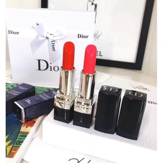 ลิปสติก DIOR GIFT BOX LIP BAUME 999 , 520 สีแดงงาม จำนวน 2 แท่ง