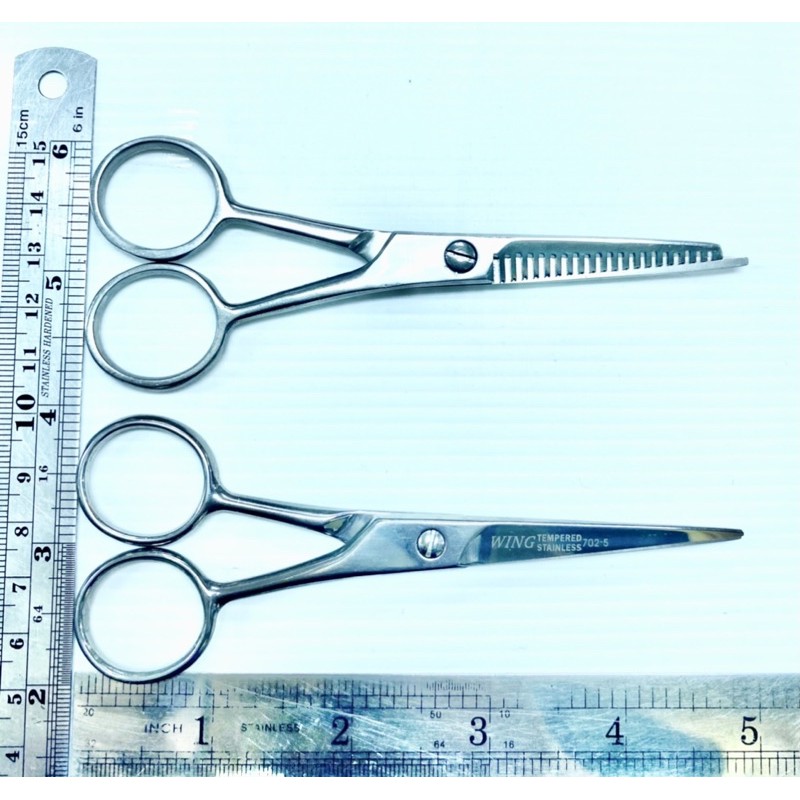 Wing กรรไกรตัดผม ซอยผม  ผลิตสแตนเลส ตัด,ฟัน 5”,6.5”,7”,7.5” นิ้ว hair scissors ซองส้ม