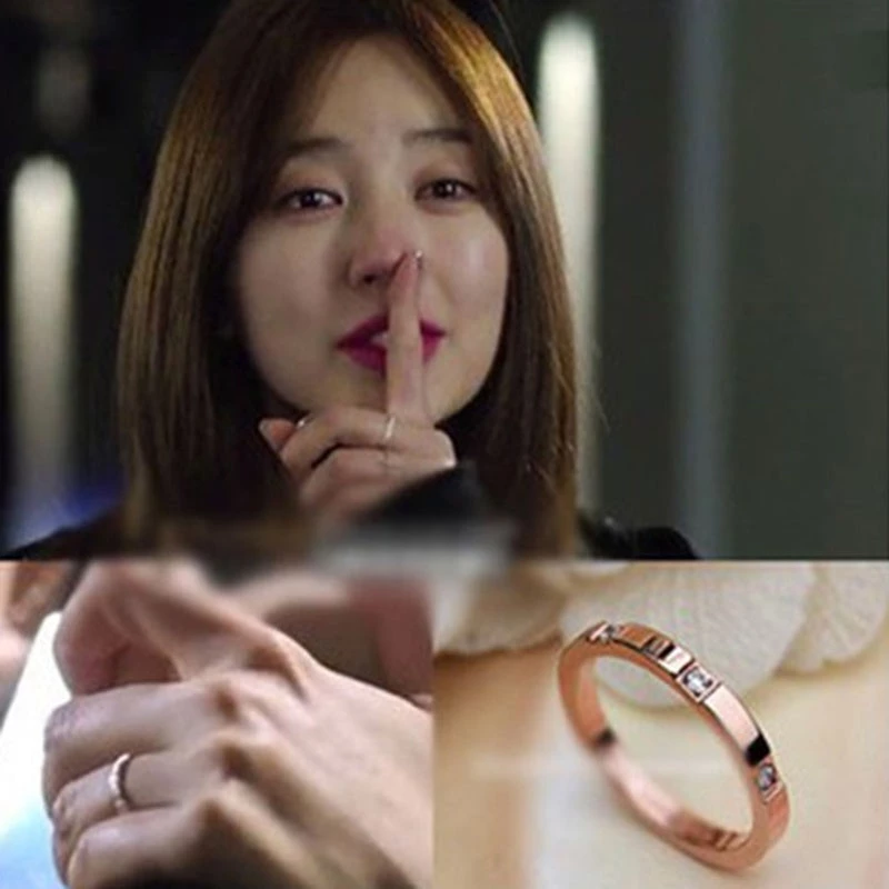 แหวนไทเทเนียม ชุบทอง ประดับเพชร ลาย Miss You Yoon Eun Hye แบบเรียบง่าย สไตล์เกาหลี สําหรับผู้หญิง