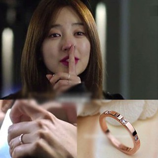 แหวนไทเทเนียม ชุบทอง ประดับเพชร ลาย Miss You Yoon Eun Hye แบบเรียบง่าย สไตล์เกาหลี สําหรับผู้หญิง