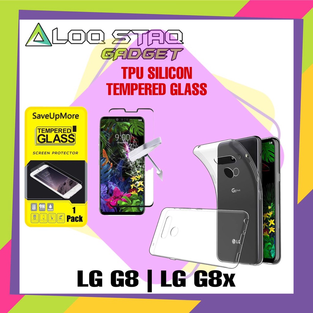 LG V60 / G8 / G8X / V50S เคสซิลิโคน TPU Anti-drop Clear & (9H HD) LG กระจกนิรภัยความแข็งสูงตัวป้องกั