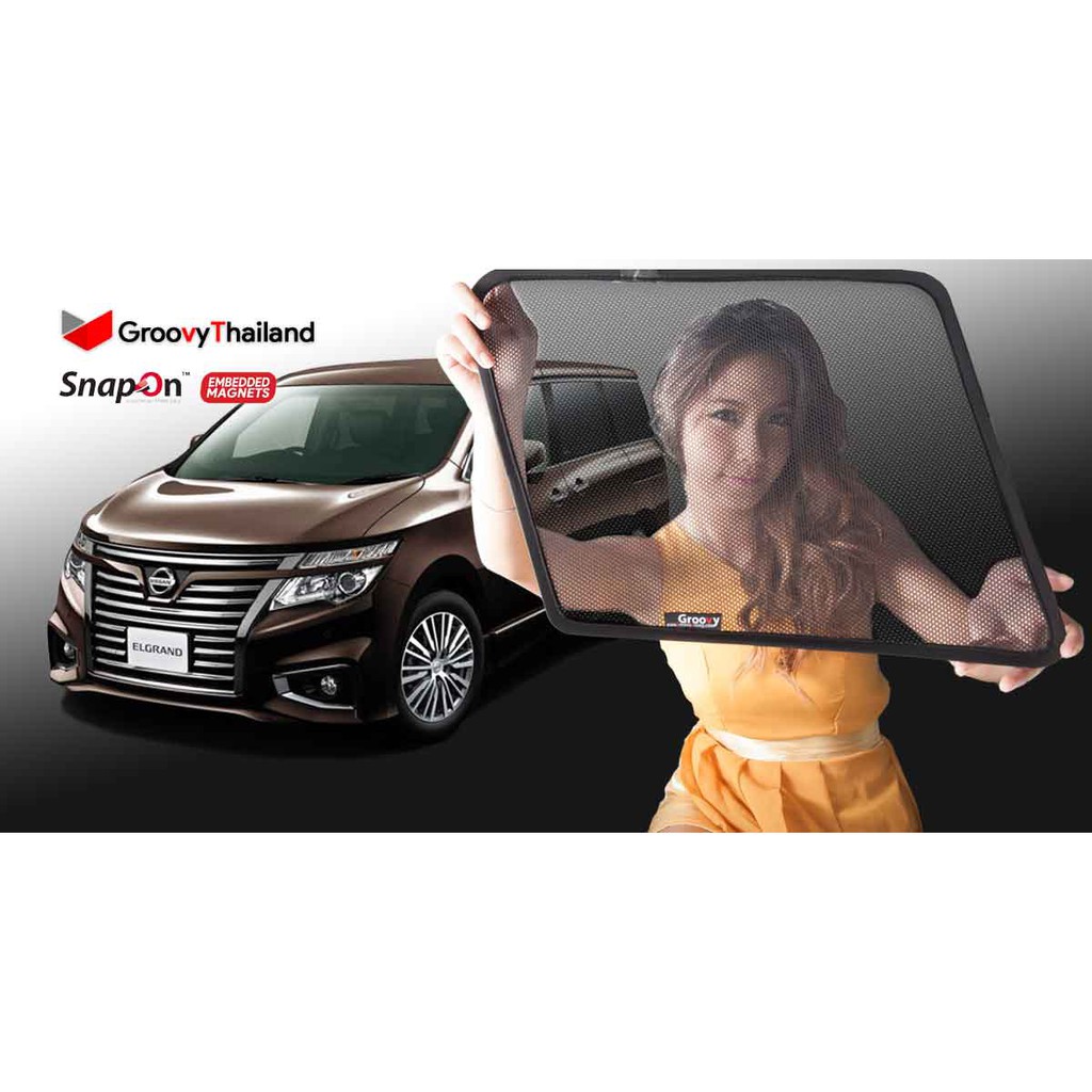 ม่านบังแดดรถเข้ารูป NISSAN ELGRAND Gen3 E52 (SnapOn Em – 6 pcs)