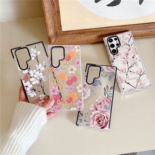 CASETIFY เคสโทรศัพท์มือถือ TPU นิ่ม แบบใส กันกระแทก ป้องกัน ลายดอกไม้ แบรนด์แฟชั่น สร้างสรรค์ สําหรับ Samsung Galaxy S22 Ultra Plus S21 Plus S21 Ultra S20 Ultra S20+