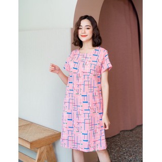 NEW!! เดรสให้นมรุ่น Miki Dress: Pink Line