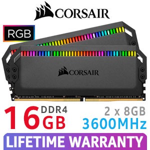 16GB (8GBx2) DDR4/3600 RAM PC (แรมพีซี) CORSAIR DOMINATOR PLATINUM RGB Warranty LT