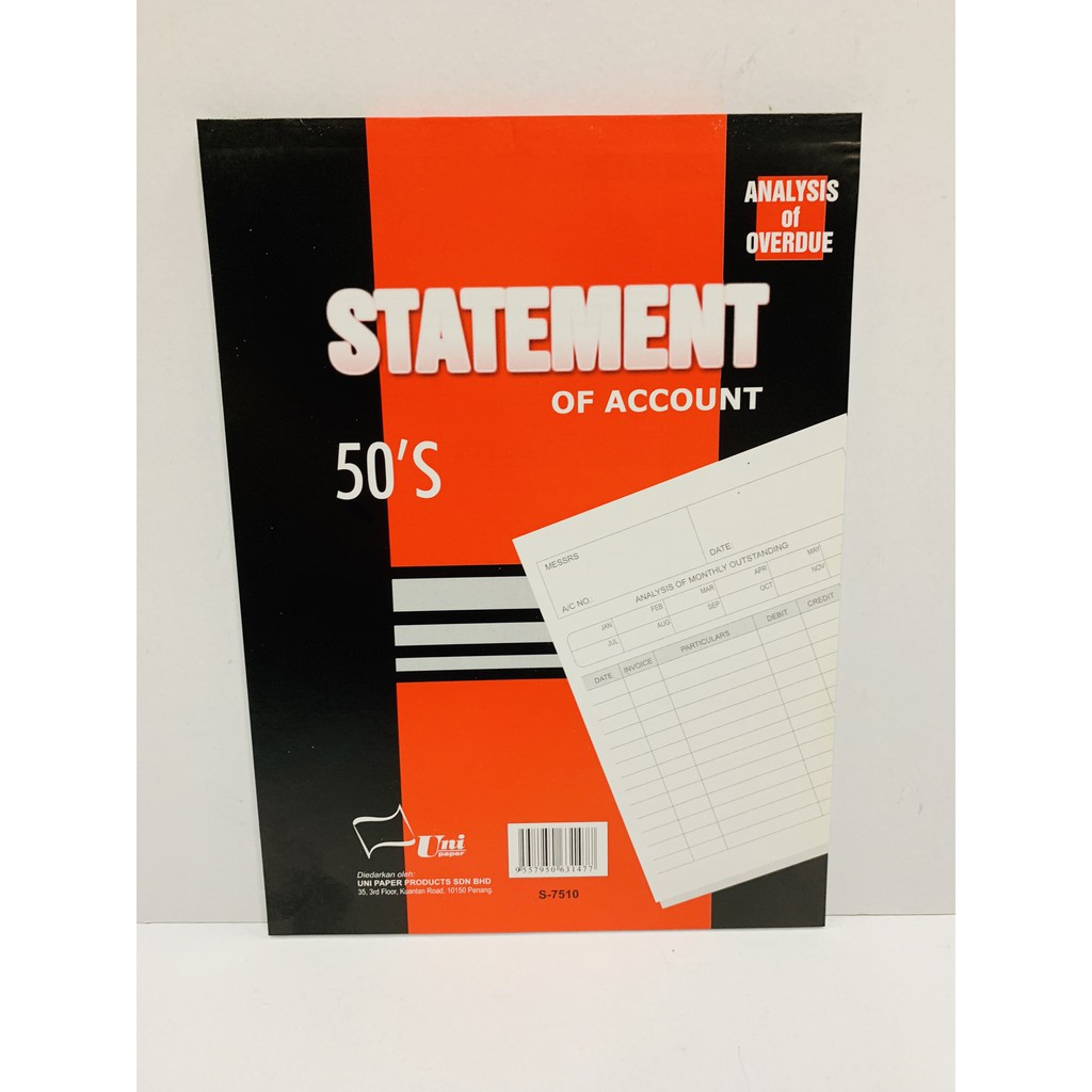 STATEMENT OF ACCOUNT PAD 50S